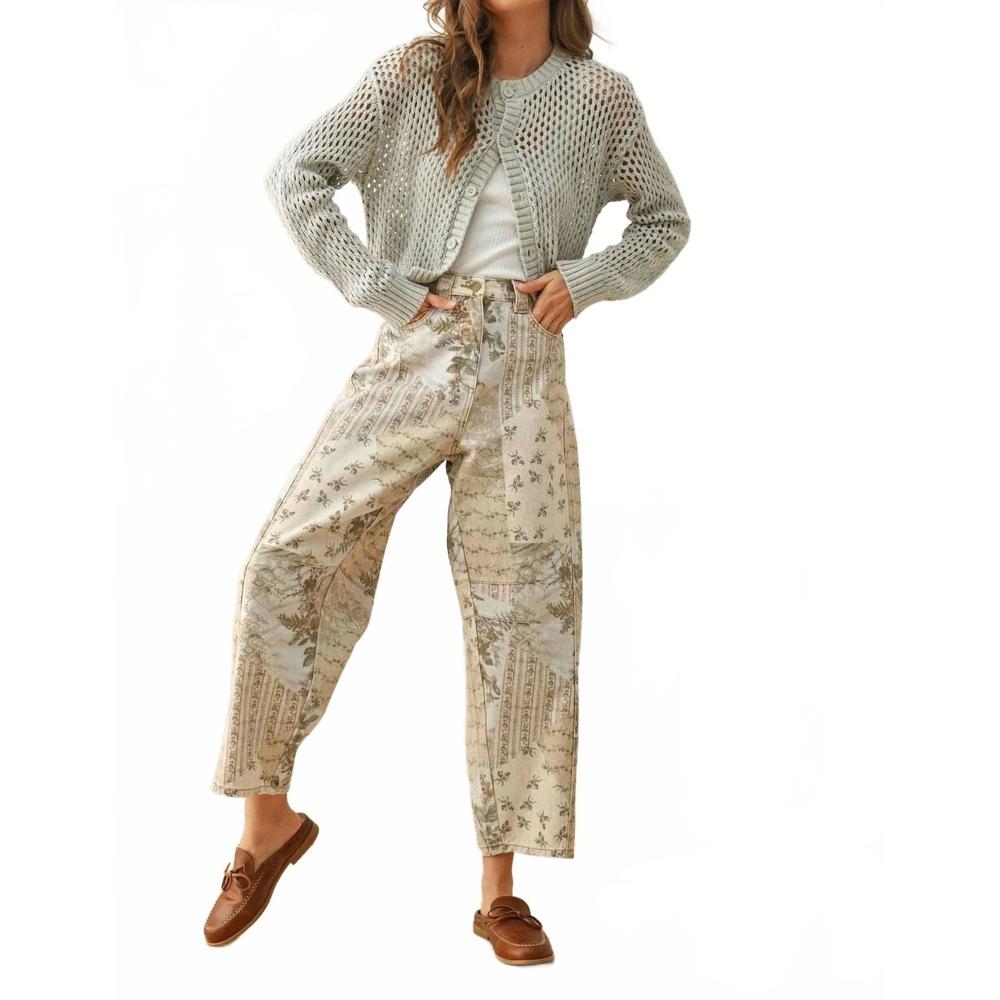NEW MIOU MUSE garden print barrel pants in ecru - Picture 4 of 5